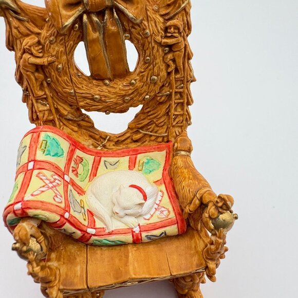 Hallmark Keepsake Mrs. Claus's Chair Christmas Ornament 2001 Quilt White Cat - Picture 10 of 12